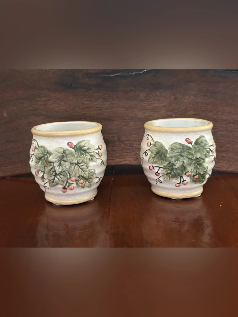 Yankee Candle Ceramic Floral Round Votive/Tea Light Holders Beige Green Pink